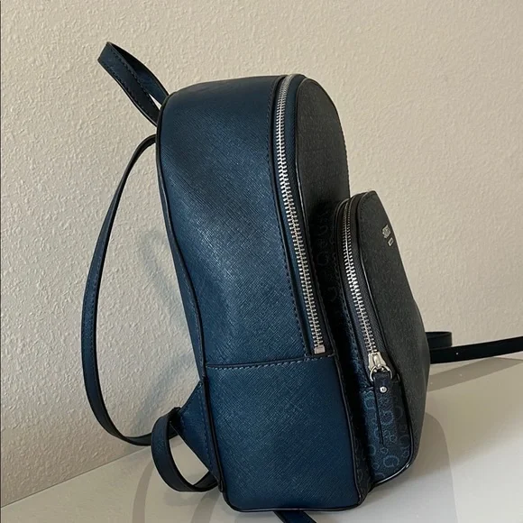 GUESS Blue Monogram Backpack with Classic Design - Picture 3 of 8